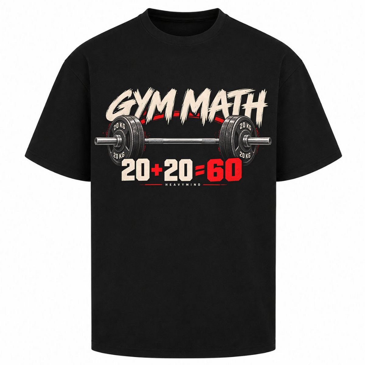 Gym Math – Oversized Tee in Schwarz, Vorderansicht | Heavy Mind