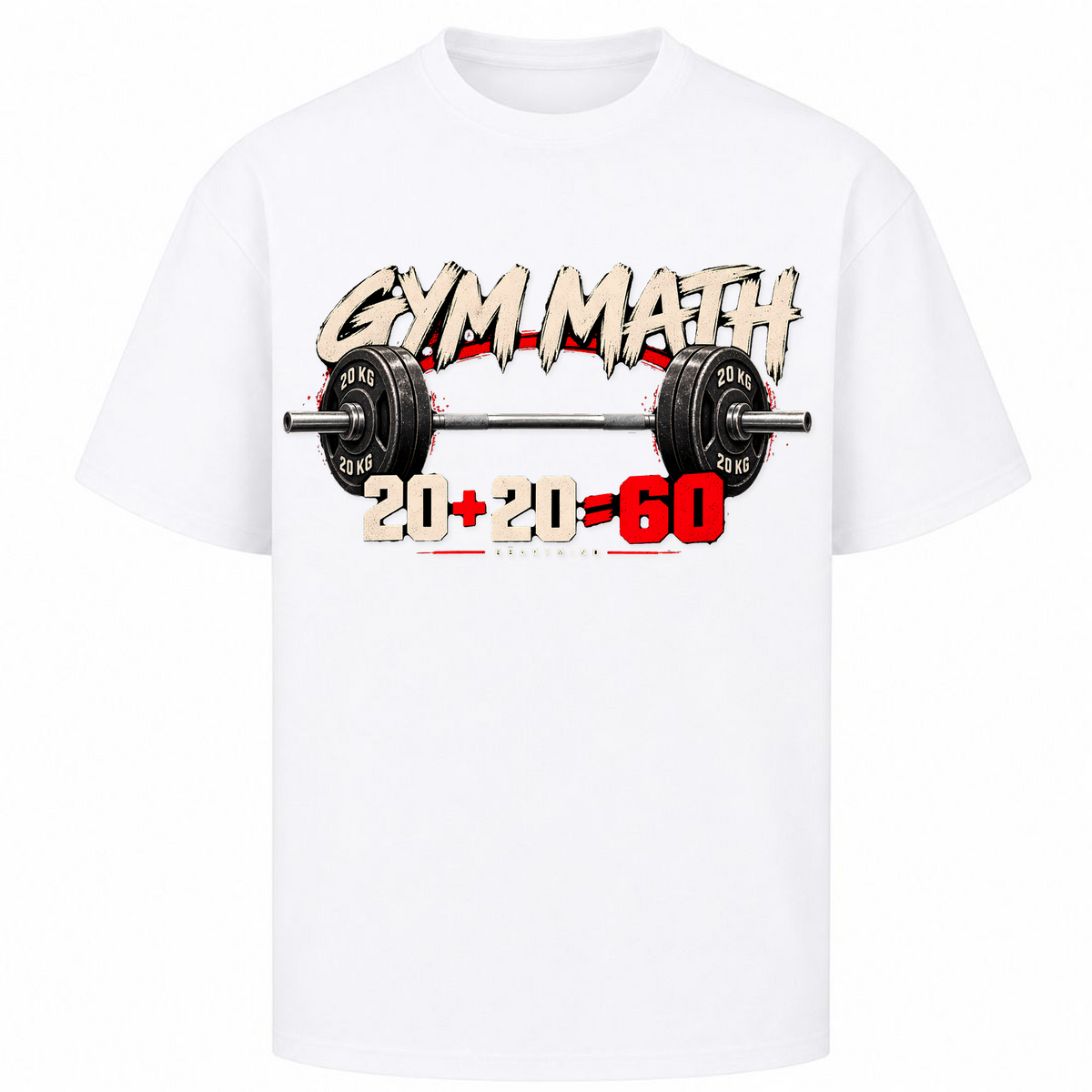Gym Math – Oversized Tee in Weiß, Vorderansicht | Heavy Mind
