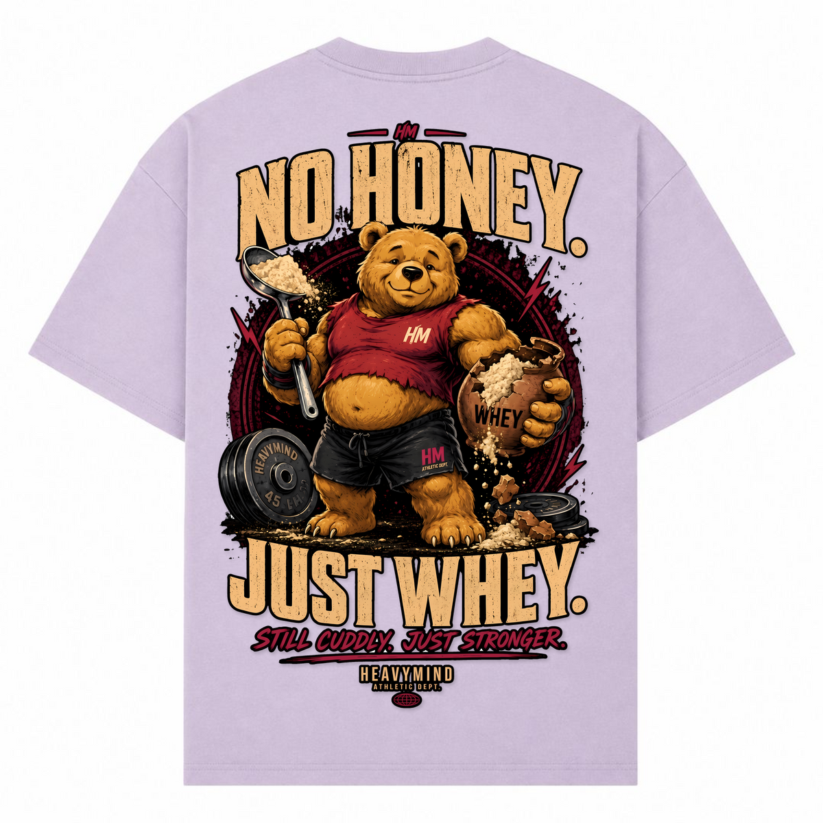 No Honey. Just Whey. – Oversized Tee in Lilac, Rückansicht | Heavy Mind