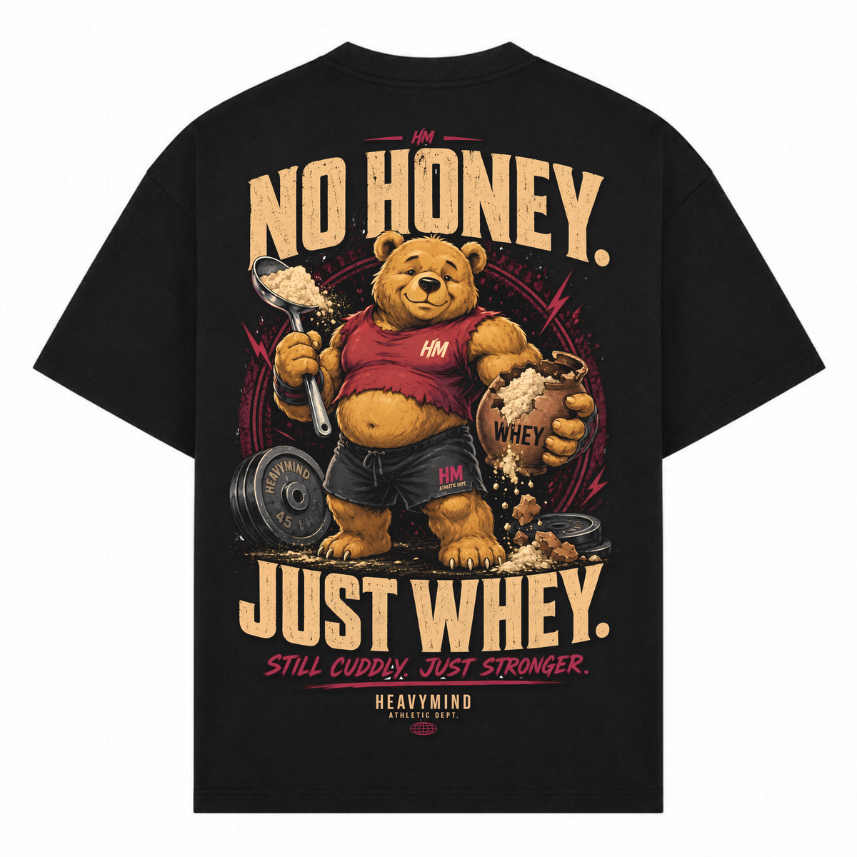 No Honey. Just Whey. – Oversized Tee in Schwarz, Rückansicht | Heavy Mind