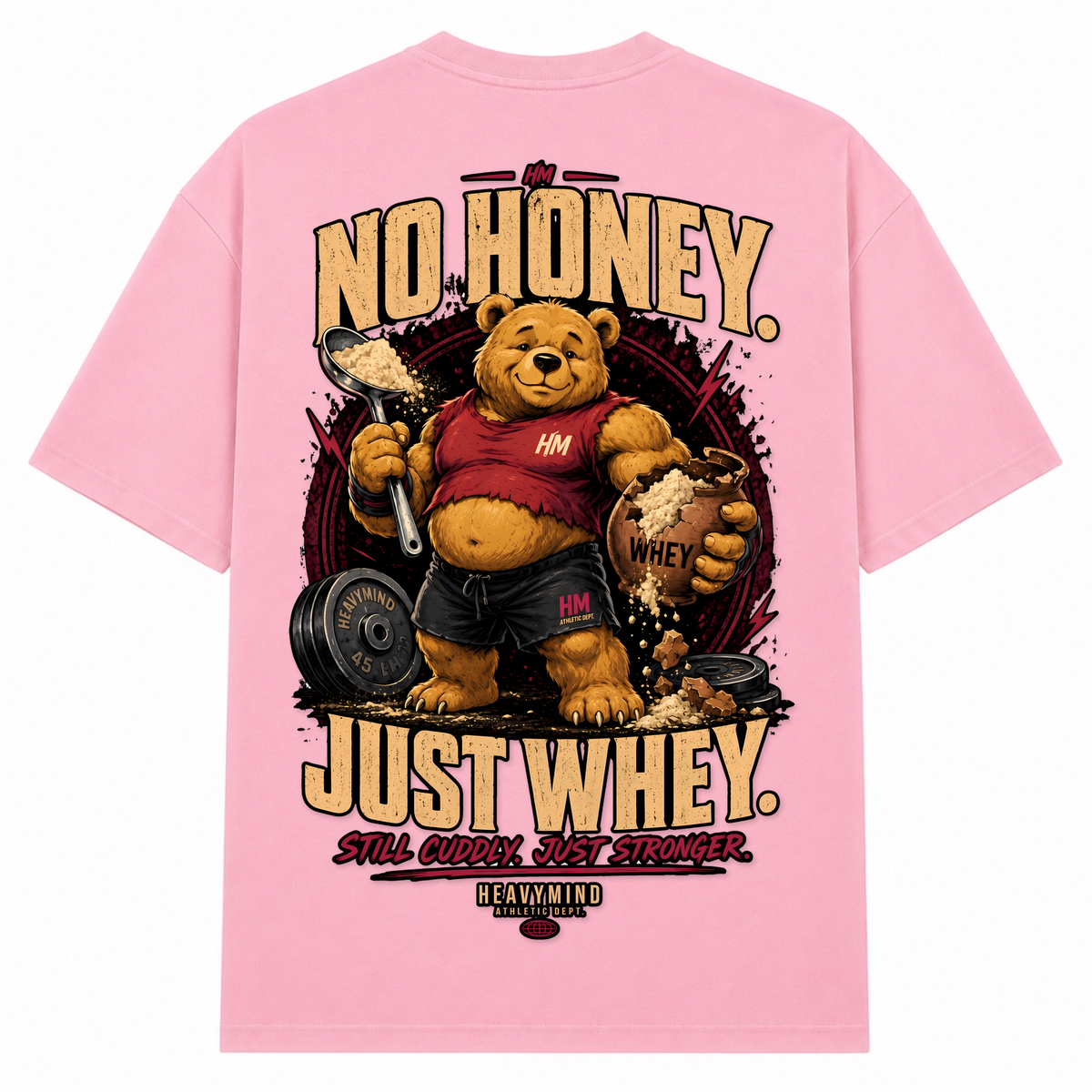 No Honey. Just Whey. – Oversized Tee in Soft Pink, Rückansicht | Heavy Mind