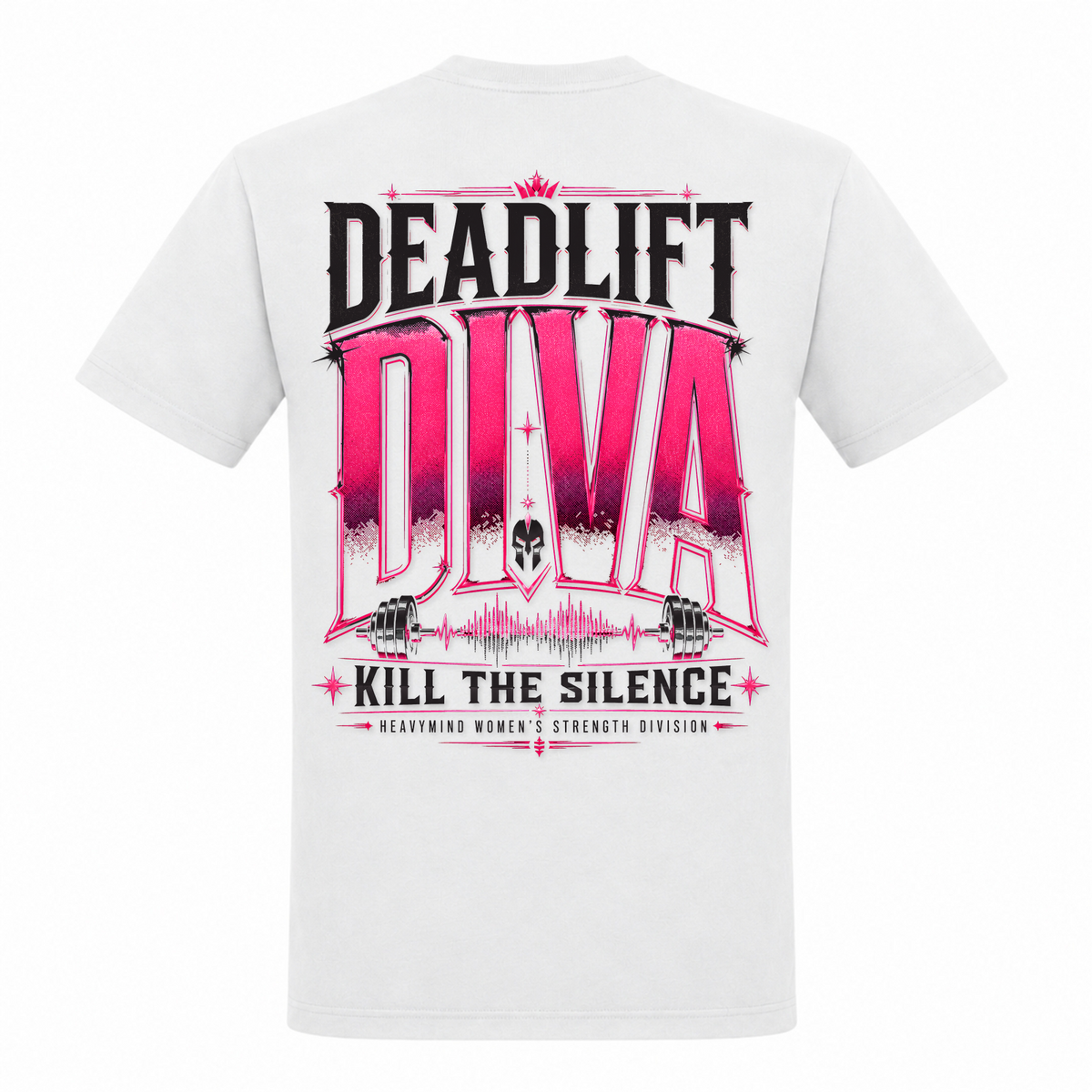 Deadlift Diva – Heavy Shirt in Weiß, Rückansicht | Heavy Mind