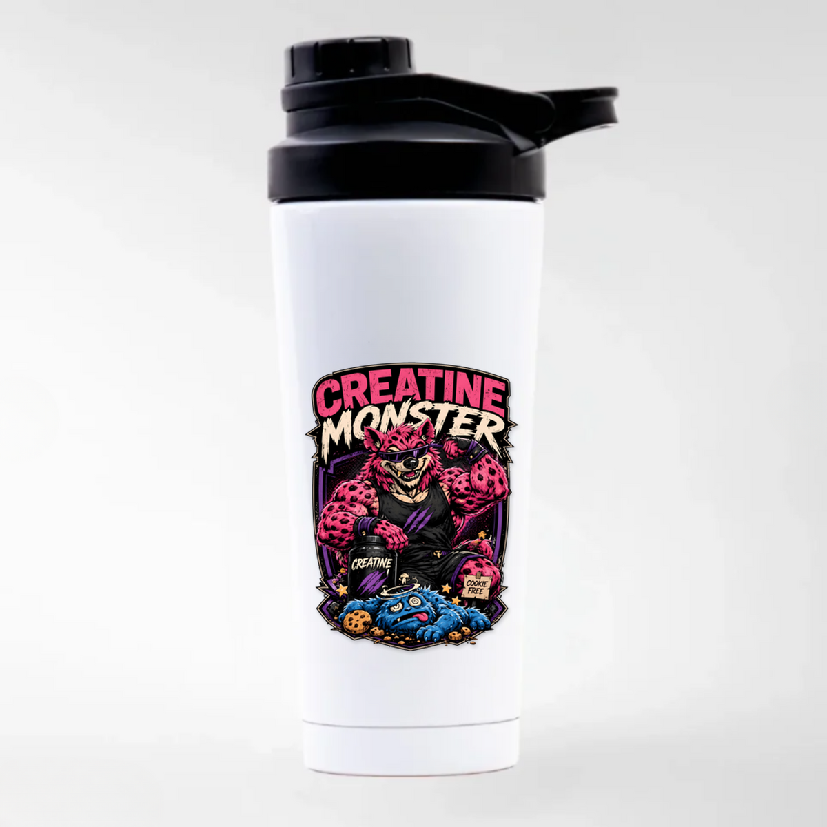 Creatine Monster – Edelstahl-Shaker in Weiß | Heavy Mind