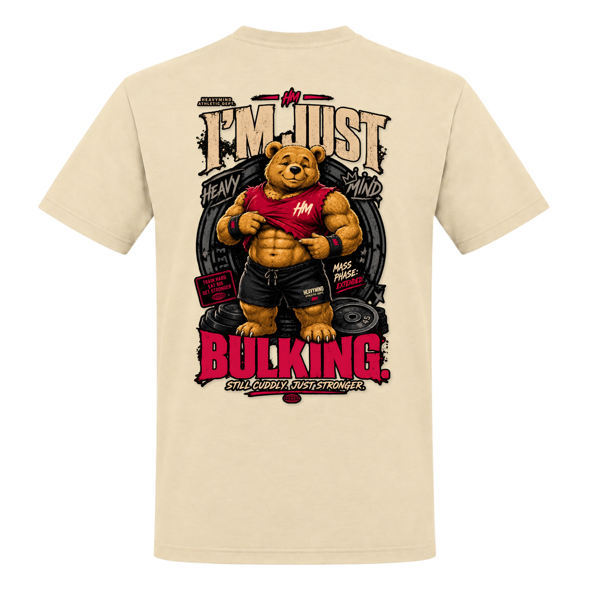 I'm Just Bulking – Heavy Shirt in Natural, Rückansicht | Heavy Mind