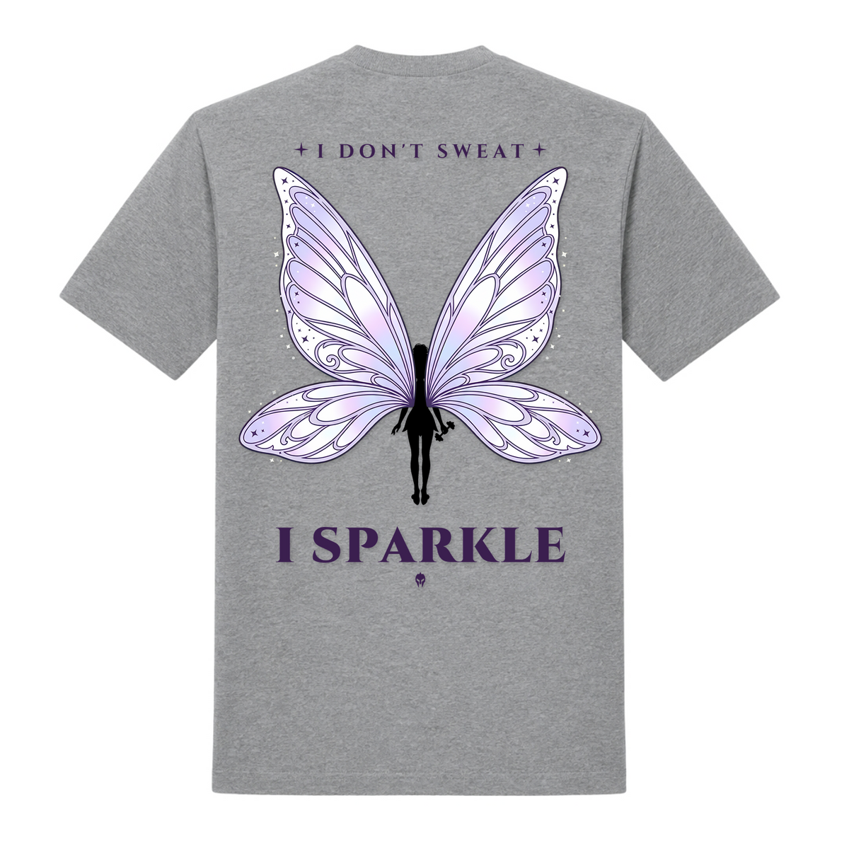 I Don't Sweat, I Sparkle – Heavy Shirt in Grey Melange, Rückansicht | Heavy Mind
