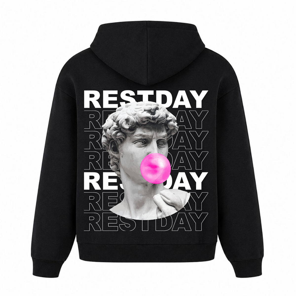 Restday – Heavy Oversized Hoodie in Schwarz, Rückansicht | Heavy Mind