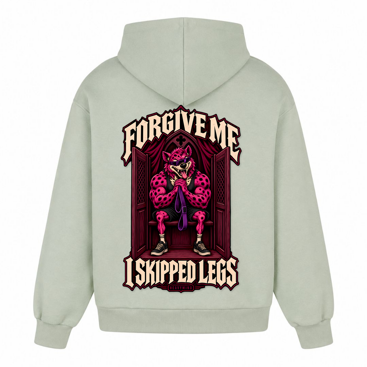 Forgive Me, I Skipped Legs – Heavy Oversized Hoodie in Light Asphalt, Rückansicht | Heavy Mind