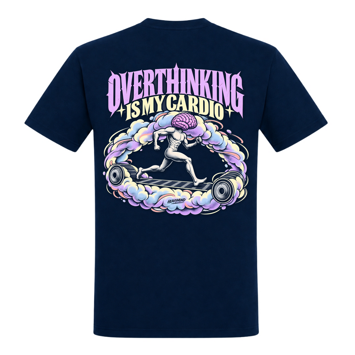 Overthinking Is My Cardio – Heavy Shirt in French Navy, Rückansicht | Heavy Mind