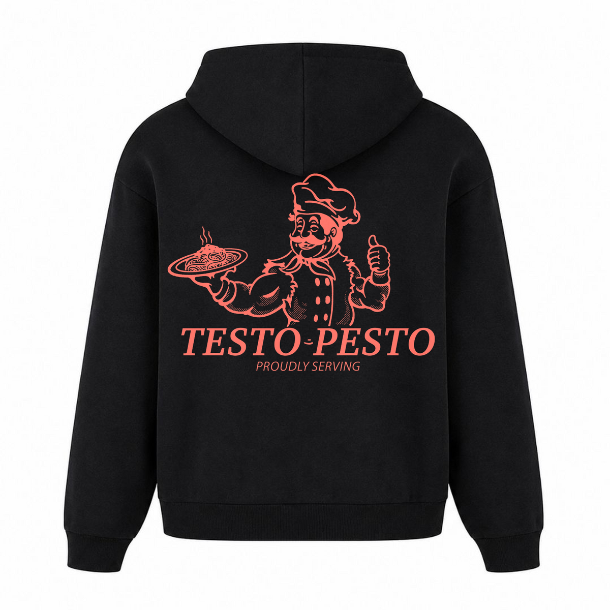 Testo Pesto – Heavy Oversized Hoodie in Schwarz, Rückansicht | Heavy Mind