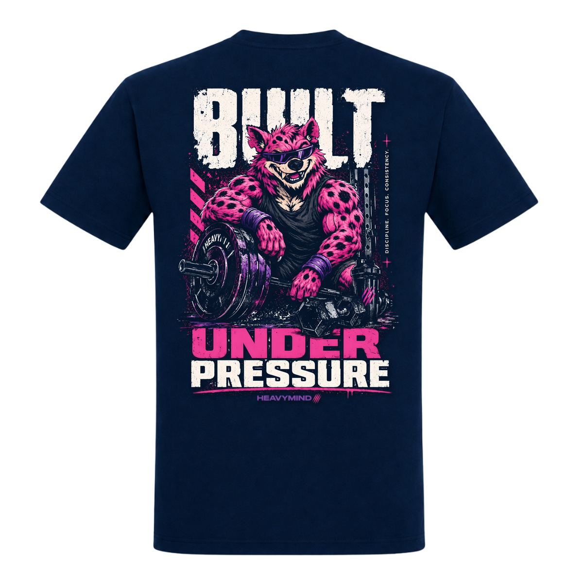 Built Under Pressure (Hyena) – Heavy Shirt in French Navy, Rückansicht | Heavy Mind