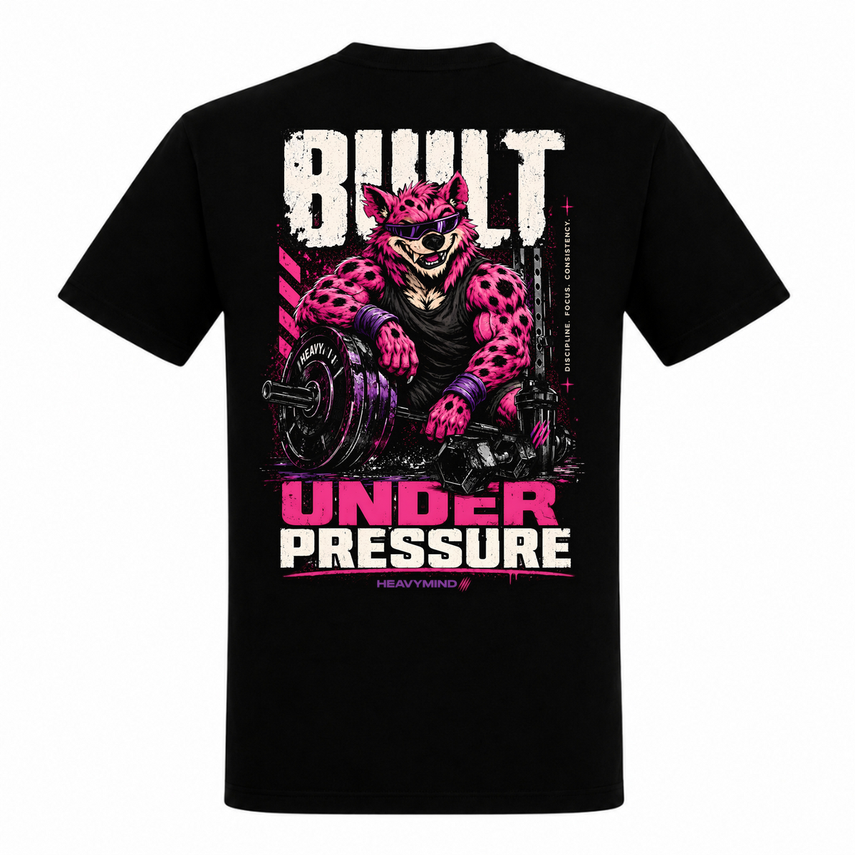 Built Under Pressure (Hyena) – Heavy Shirt in Schwarz, Rückansicht | Heavy Mind