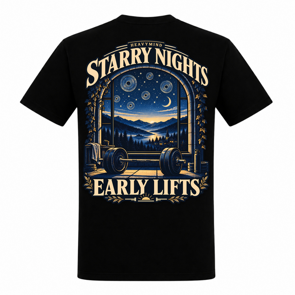 Starry Nights, Early Lifts – Heavy Shirt in Schwarz, Rückansicht | Heavy Mind