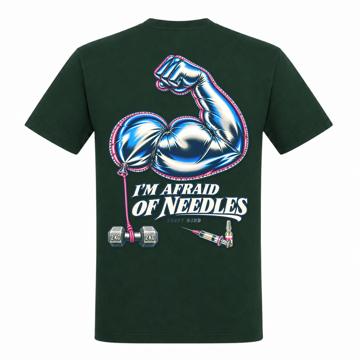 I'm Afraid of Needles – Heavy Shirt in Bottle Green, Rückansicht | Heavy Mind