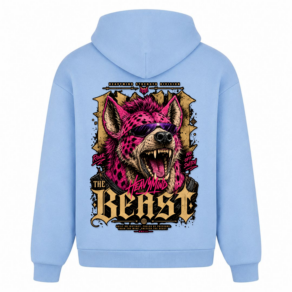 The Beast – Heavy Oversized Hoodie in Powder Blue, Rückansicht | Heavy Mind