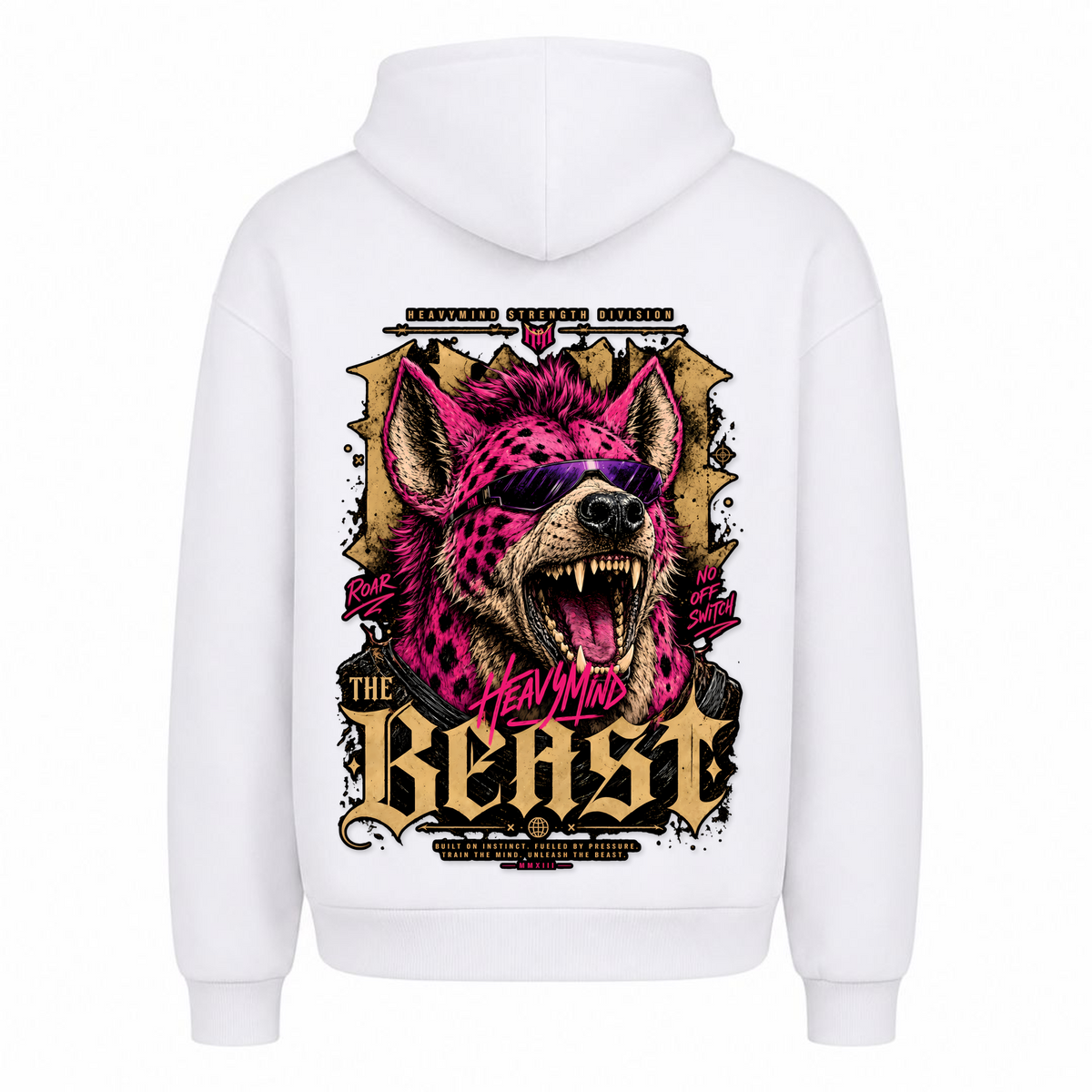 The Beast – Heavy Oversized Hoodie in Weiß, Rückansicht | Heavy Mind