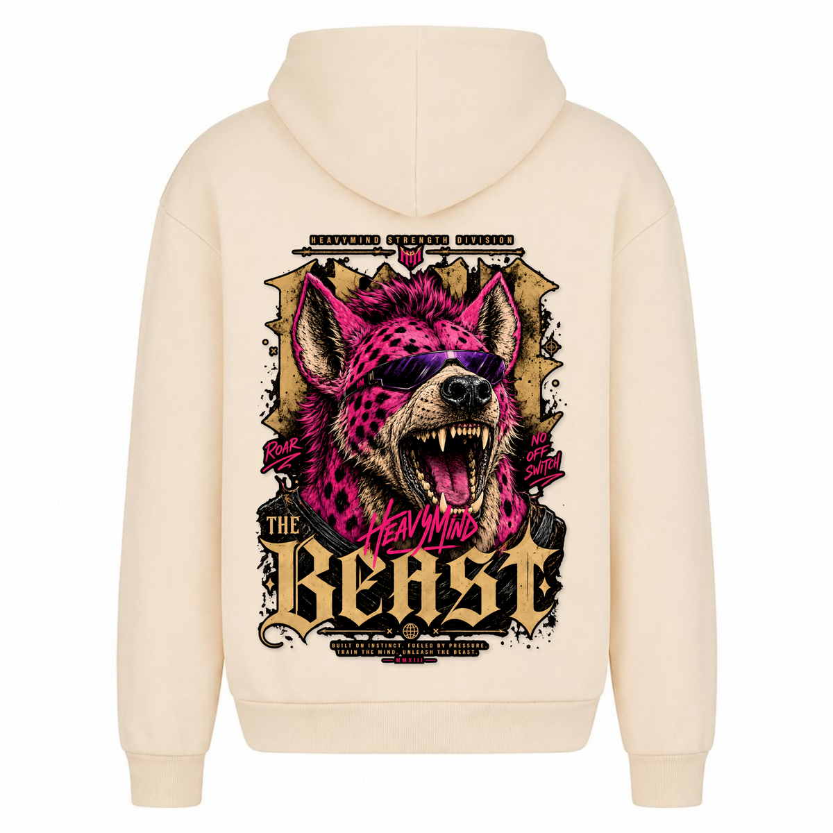 The Beast – Heavy Oversized Hoodie in White Sand, Rückansicht | Heavy Mind