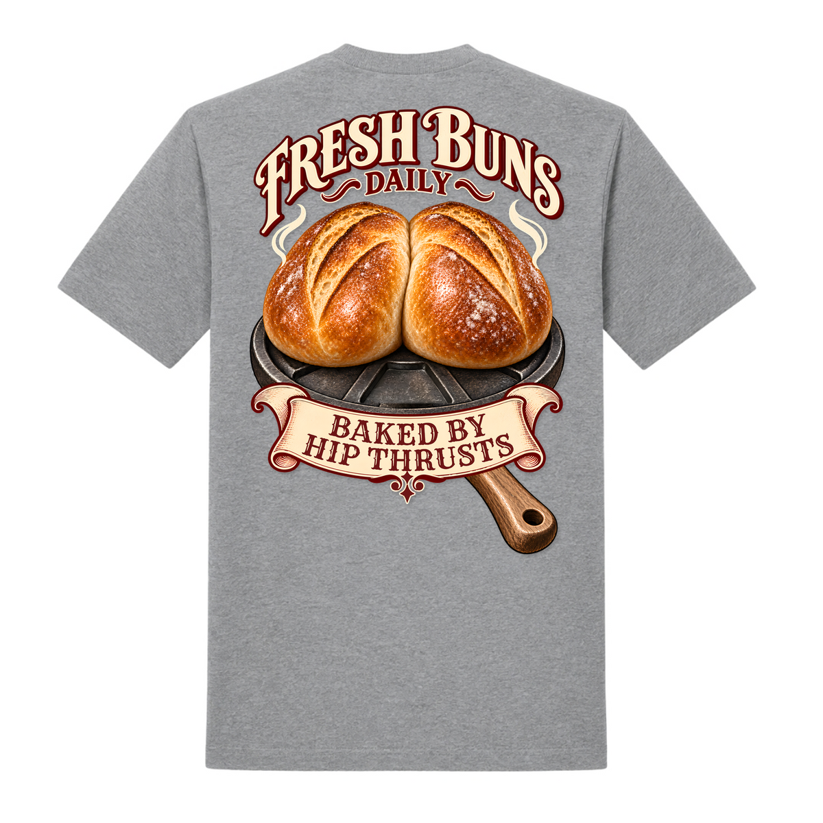 Fresh Buns Daily – Heavy Shirt in Grey Melange, Rückansicht | Heavy Mind