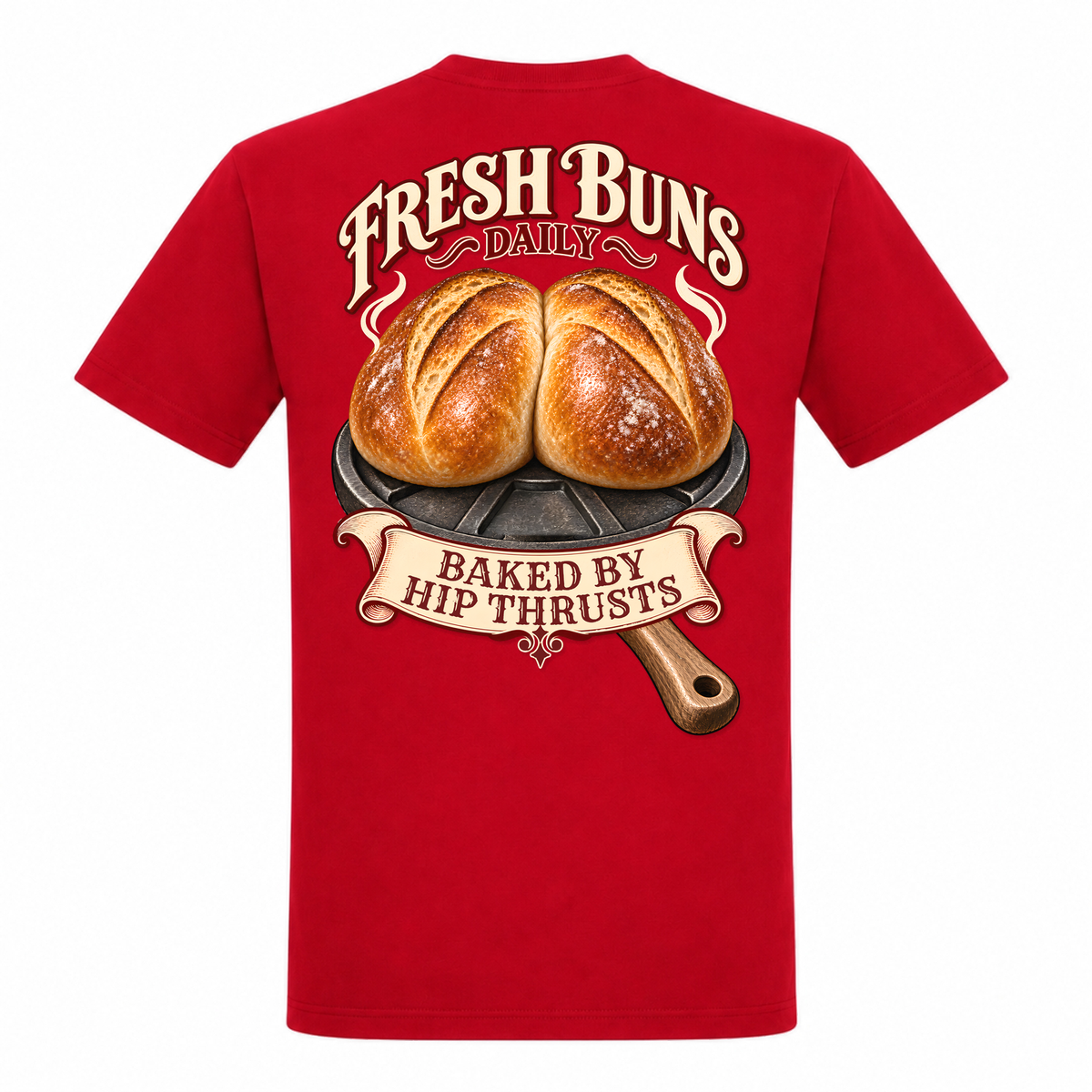 Fresh Buns Daily – Heavy Shirt in Rot, Rückansicht | Heavy Mind