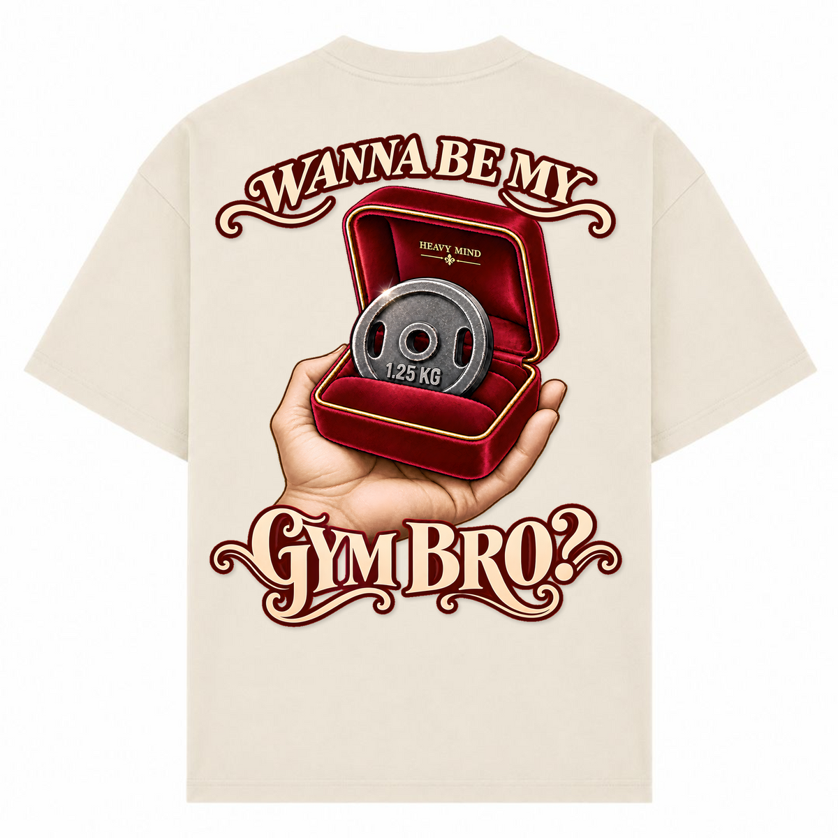 Wanna Be My Gym Bro? – Oversized Tee in Sand, Rückansicht | Heavy Mind