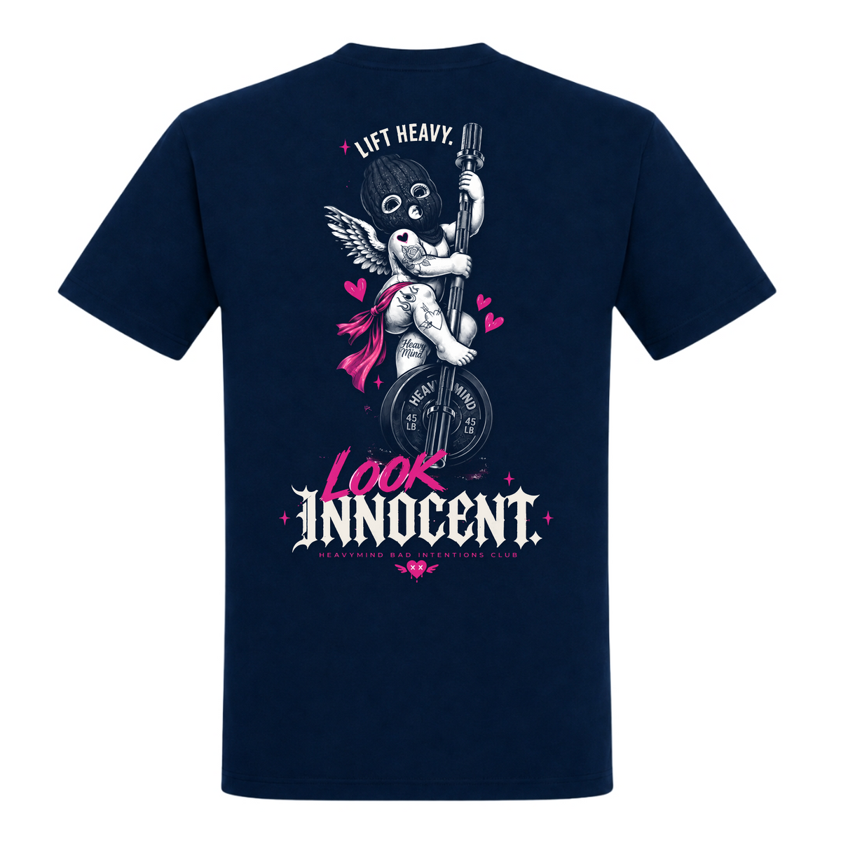 Lift Heavy, Look Innocent – Heavy Shirt in French Navy, Rückansicht | Heavy Mind