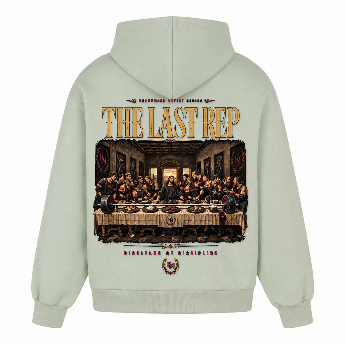 The Last Rep – Heavy Oversized Hoodie in Light Asphalt, Rückansicht | Heavy Mind