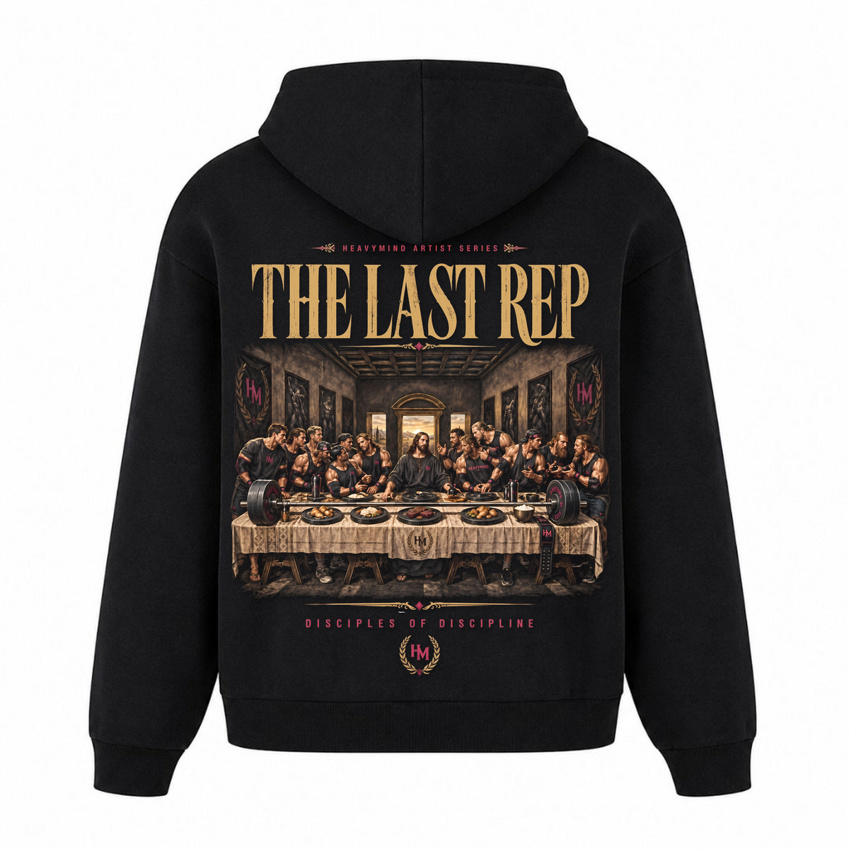 The Last Rep – Heavy Oversized Hoodie in Schwarz, Rückansicht | Heavy Mind