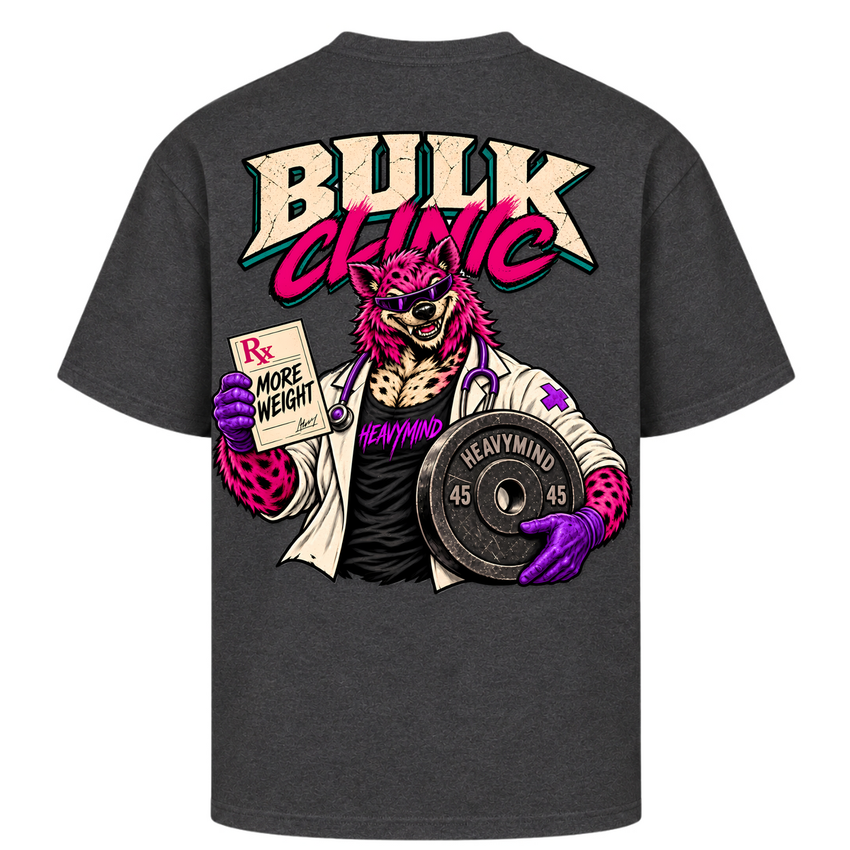 Bulk Clinic – Oversized Tee in Charcoal (Heather), Rückansicht | Heavy Mind