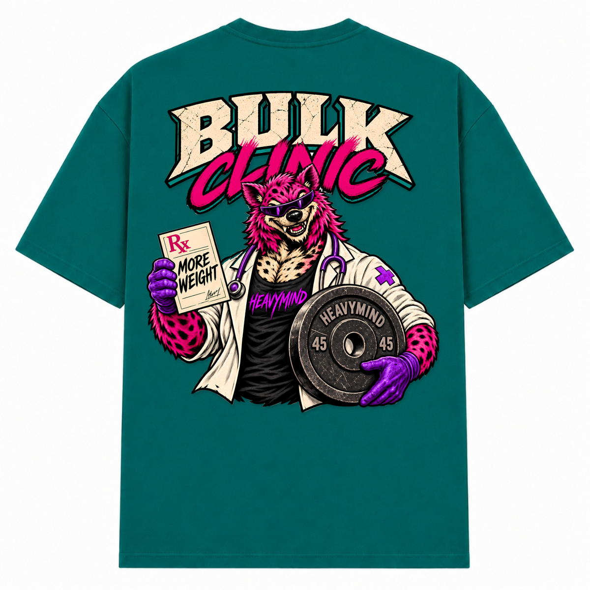 Bulk Clinic – Oversized Tee in Green, Rückansicht | Heavy Mind