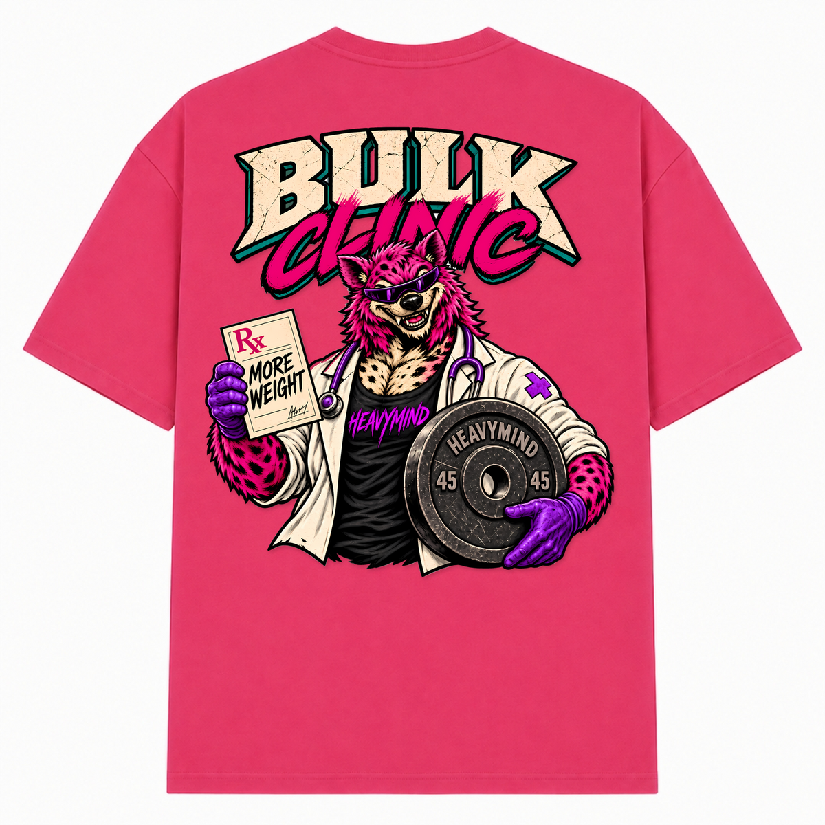 Bulk Clinic – Oversized Tee in Hibiskus Pink, Rückansicht | Heavy Mind
