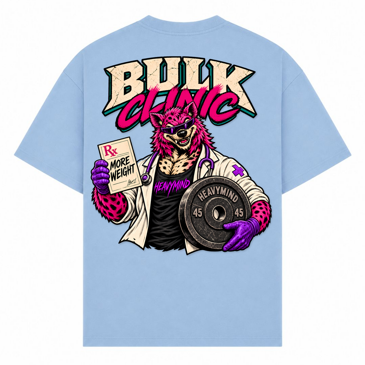 Bulk Clinic – Oversized Tee in Powder Blue, Rückansicht | Heavy Mind