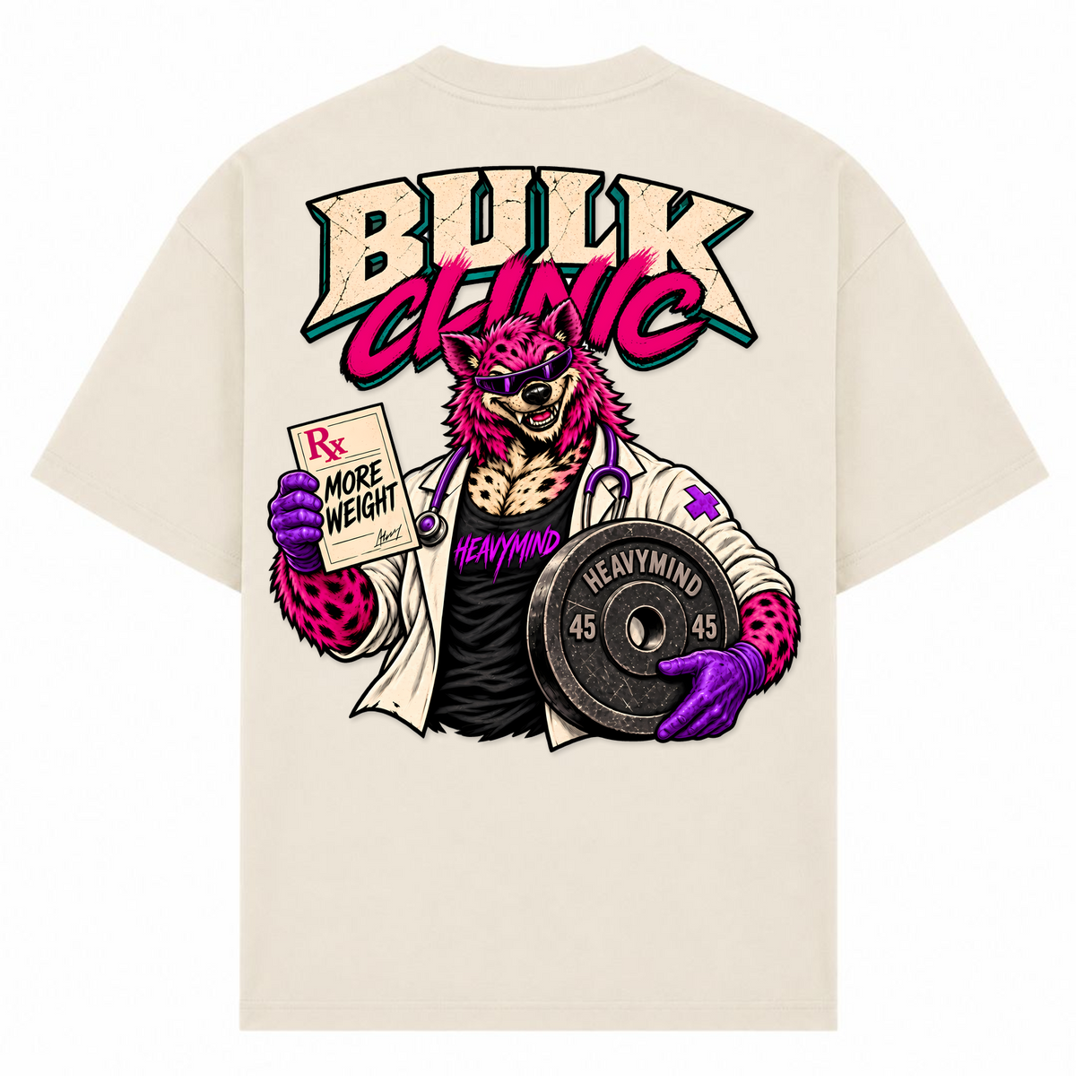 Bulk Clinic – Oversized Tee in Sand, Rückansicht | Heavy Mind