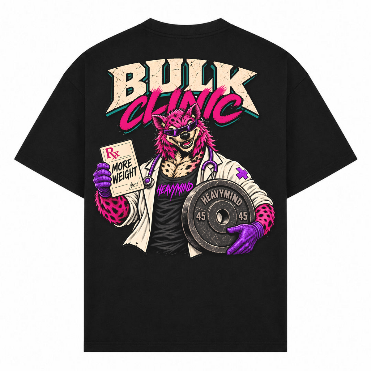 Bulk Clinic – Oversized Tee in Schwarz, Rückansicht | Heavy Mind