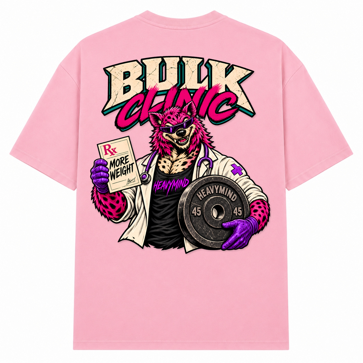 Bulk Clinic – Oversized Tee in Soft Pink, Rückansicht | Heavy Mind