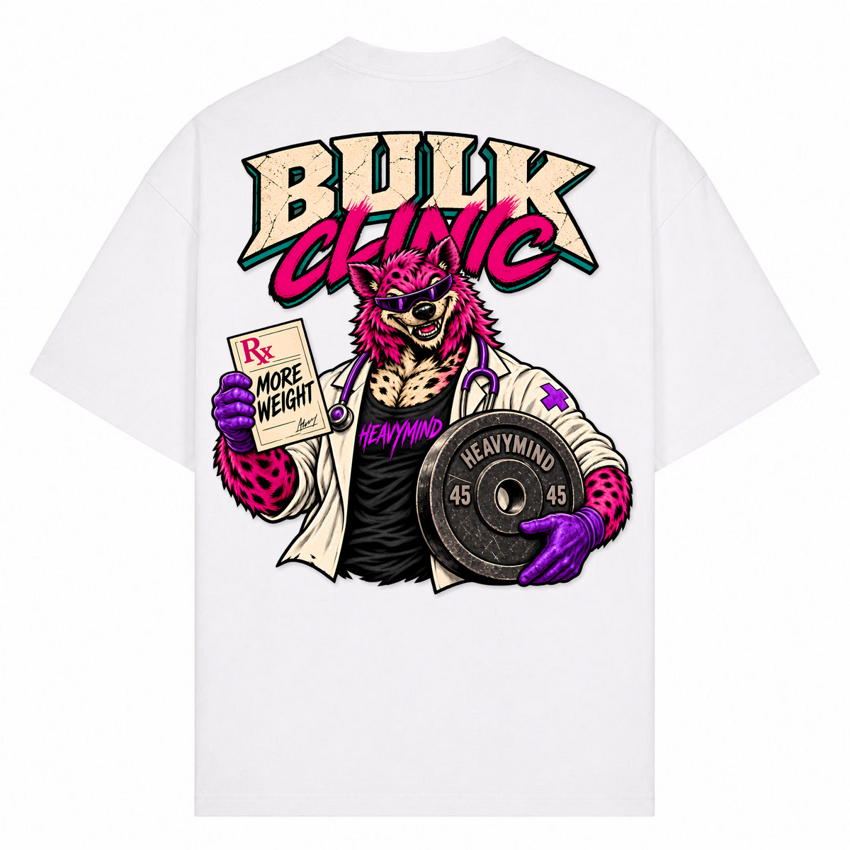 Bulk Clinic – Oversized Tee in Weiß, Rückansicht | Heavy Mind