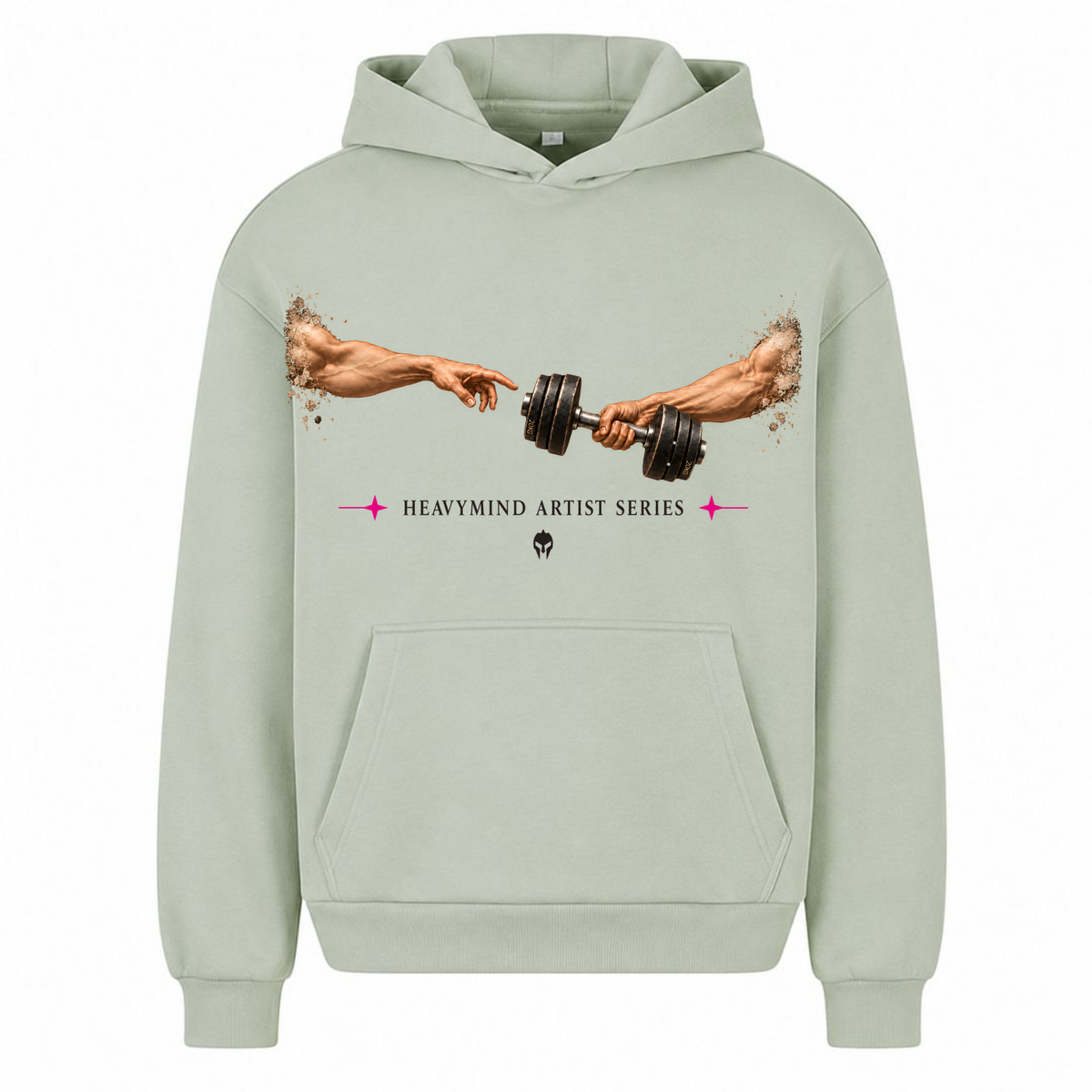 Touch from Gym – Heavy Oversized Hoodie in Light Asphalt, Vorderansicht | Heavy Mind