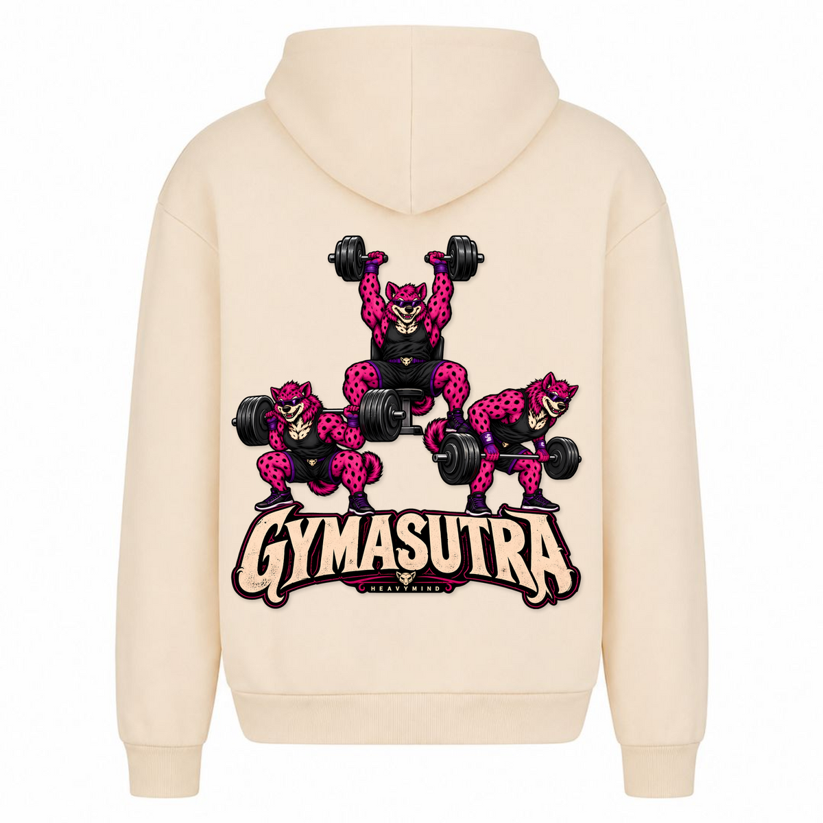 Gymasutra – Heavy Oversized Hoodie in White Sand, Rückansicht | Heavy Mind