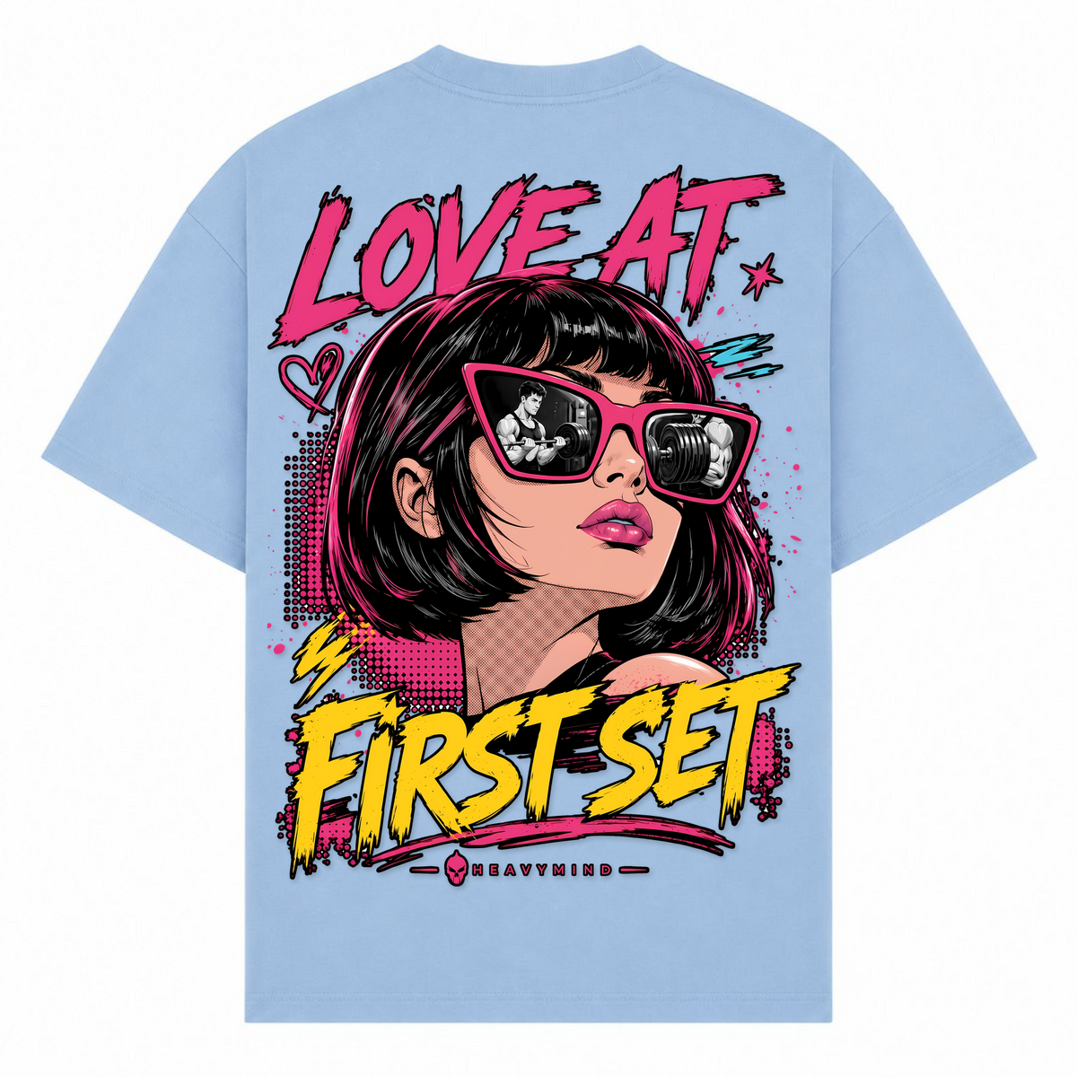 Love at First Set – Oversized Tee in Powder Blue, Rückansicht | Heavy Mind