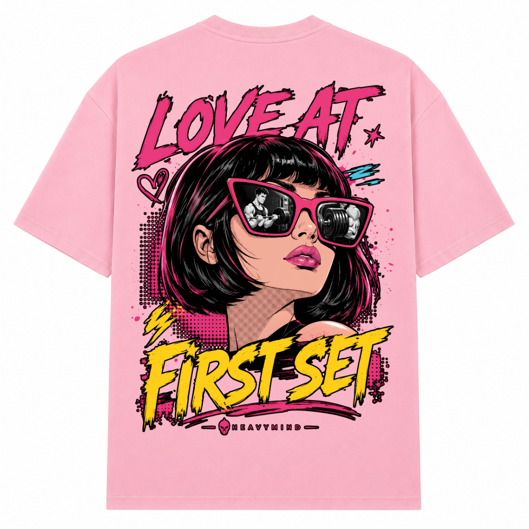 Love at First Set – Oversized Tee in Soft Pink, Rückansicht | Heavy Mind