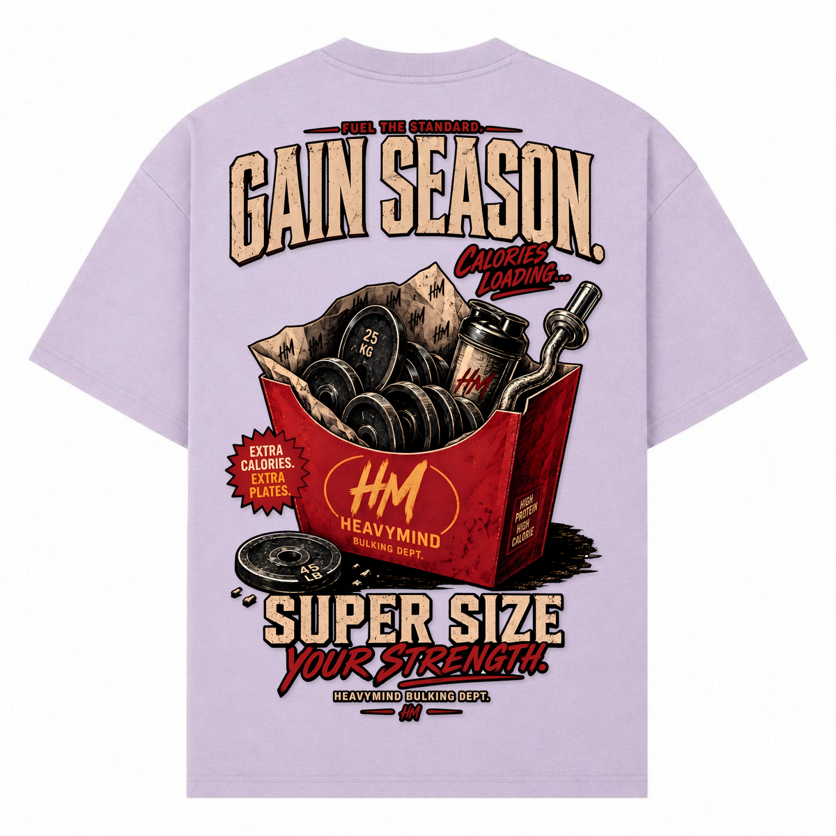 Gain Season – Super Size Your Strength – Oversized Tee in Lilac, Rückansicht | Heavy Mind