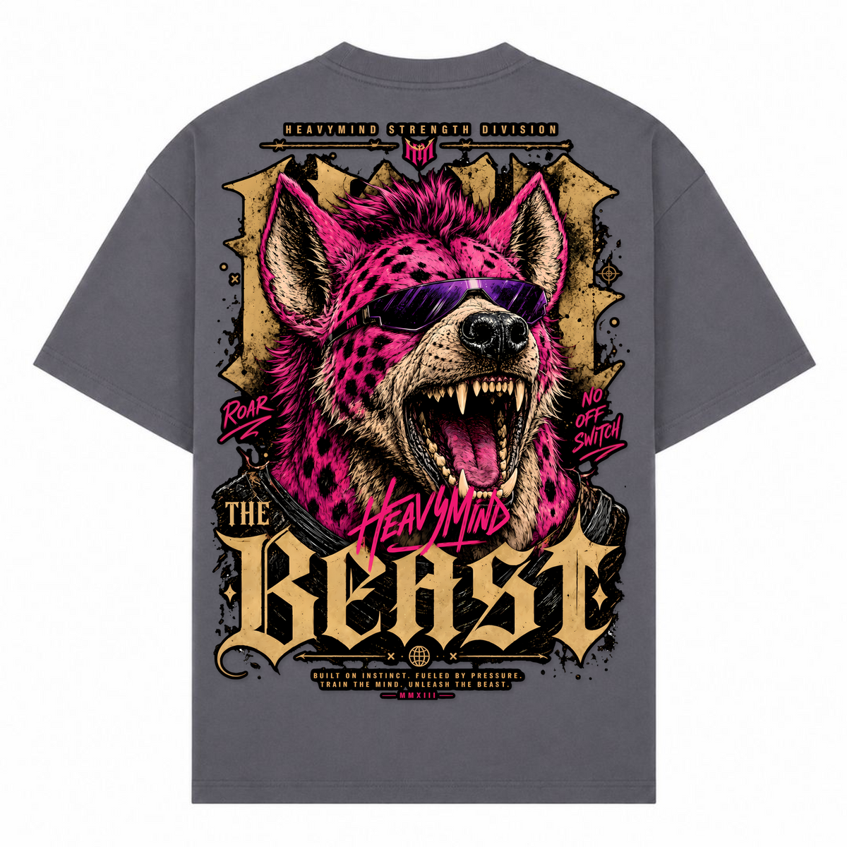 The Beast – Oversized Tee in Dark Grey, Rückansicht | Heavy Mind