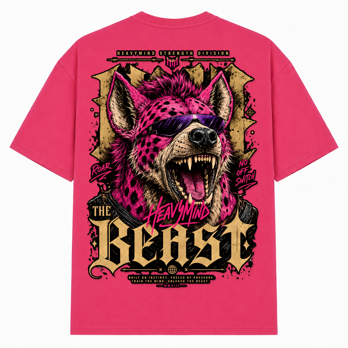 The Beast – Oversized Tee in Hibiskus Pink, Rückansicht | Heavy Mind