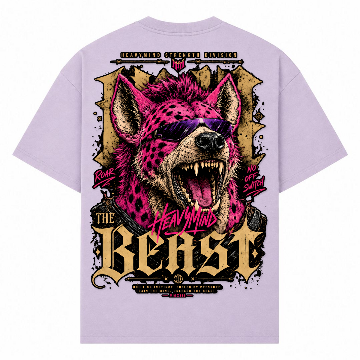 The Beast – Oversized Tee in Lilac, Rückansicht | Heavy Mind
