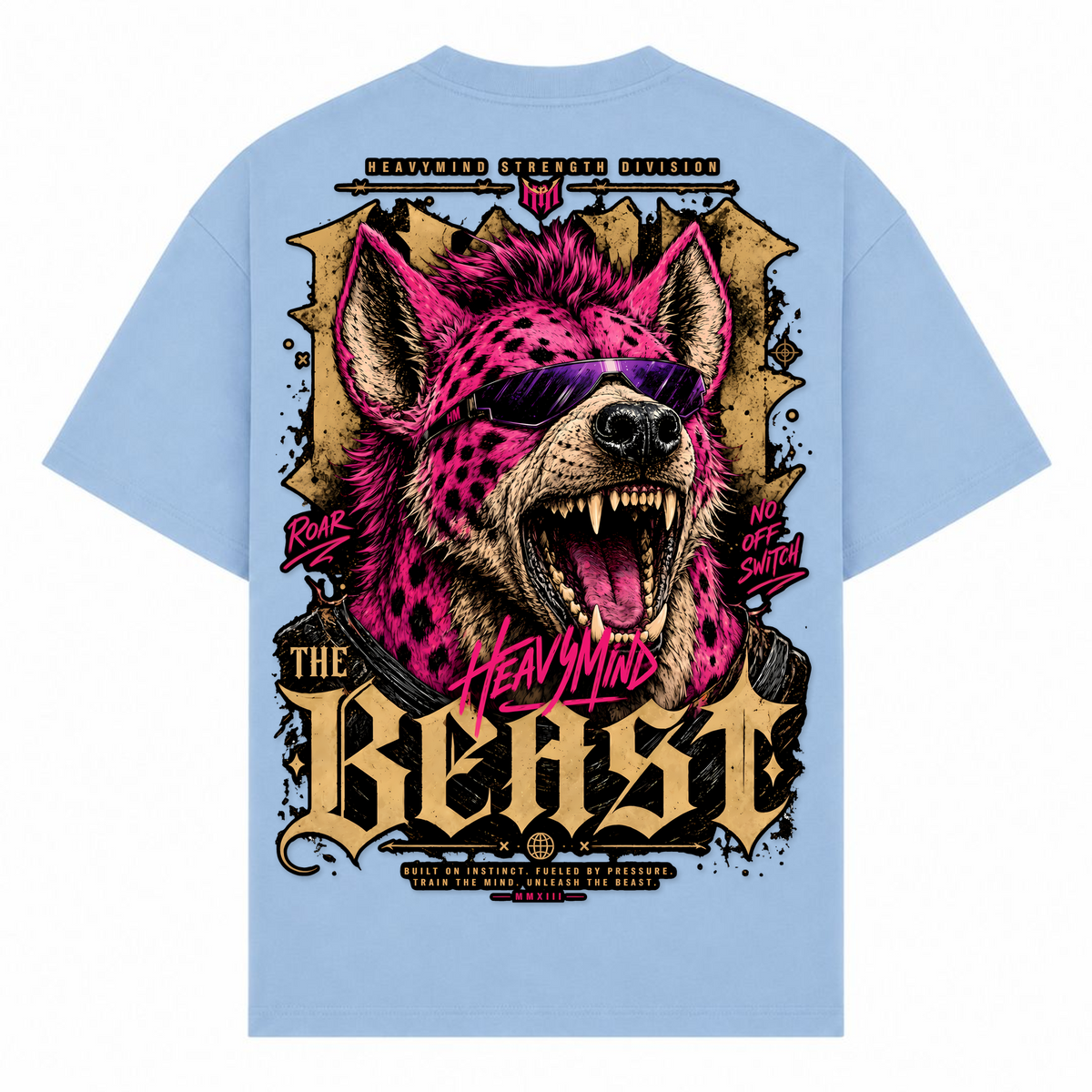 The Beast – Oversized Tee in Powder Blue, Rückansicht | Heavy Mind