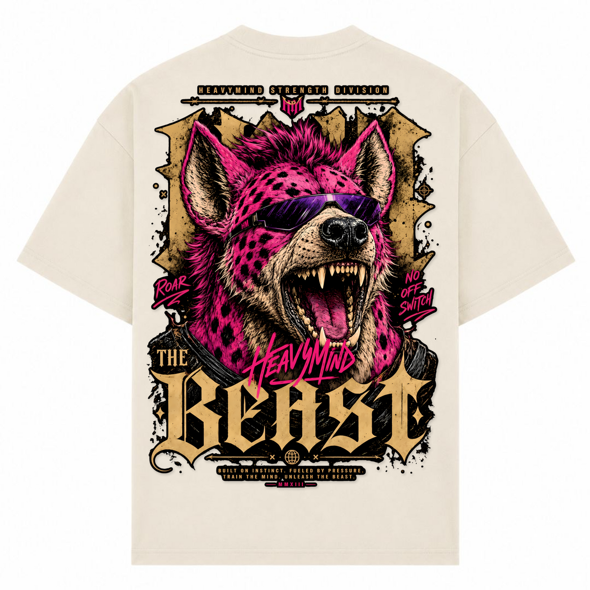 The Beast – Oversized Tee in Sand, Rückansicht | Heavy Mind