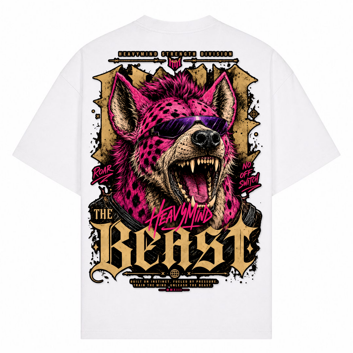The Beast – Oversized Tee in Weiß, Rückansicht | Heavy Mind