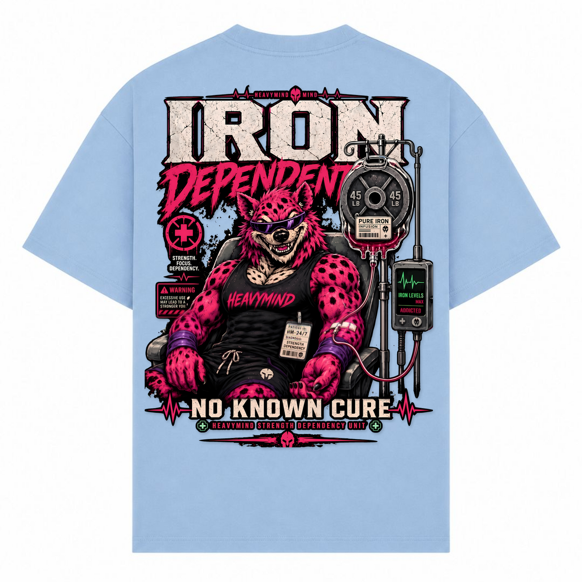 Iron Dependent – No Known Cure – Oversized Tee in Powder Blue, Rückansicht | Heavy Mind