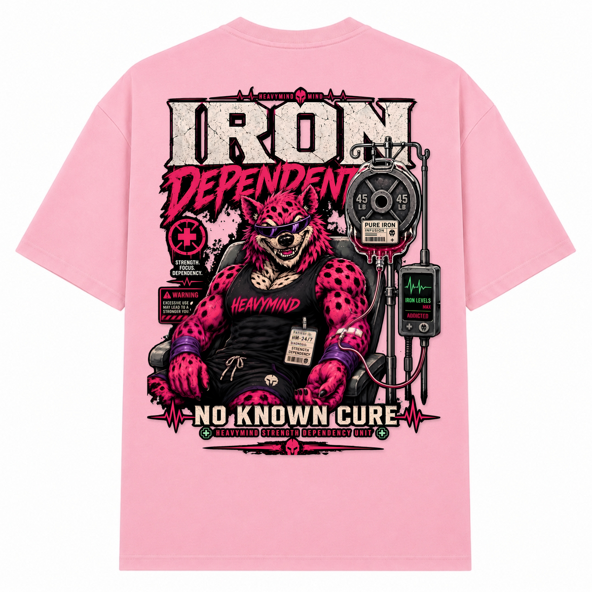 Iron Dependent – No Known Cure – Oversized Tee in Soft Pink, Rückansicht | Heavy Mind