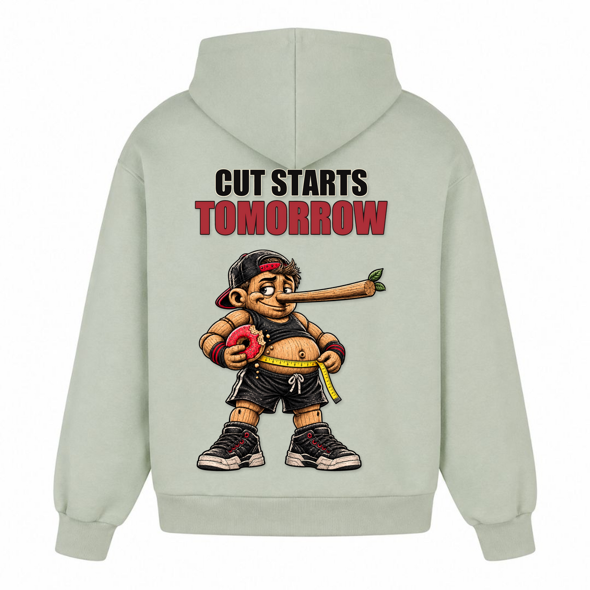 Cut Starts Tomorrow – Heavy Oversized Hoodie in Light Asphalt, Rückansicht | Heavy Mind