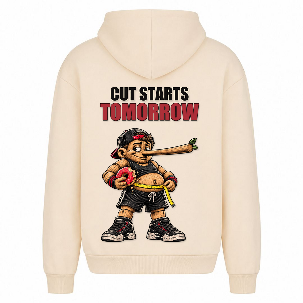 Cut Starts Tomorrow – Heavy Oversized Hoodie in White Sand, Rückansicht | Heavy Mind