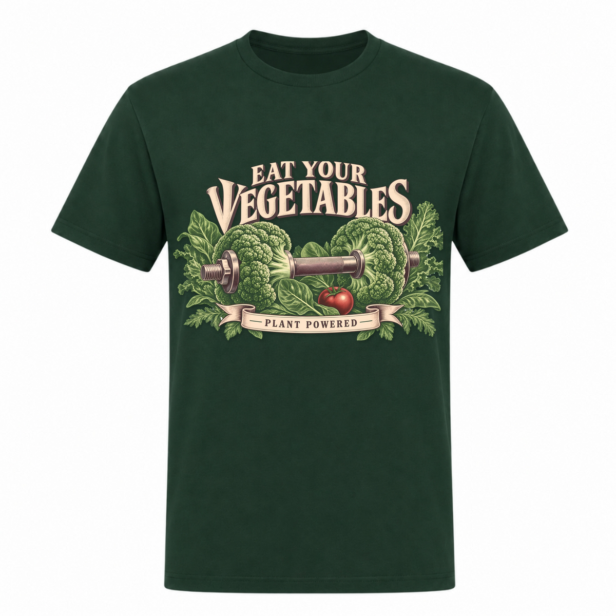 Eat Your Vegetables – Heavy Shirt in Bottle Green, Vorderansicht | Heavy Mind